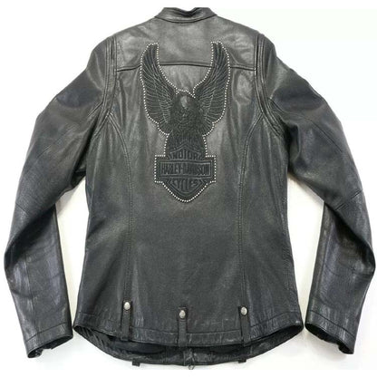 Harley Davidson Shadow City Eagle Leather Jacket Back