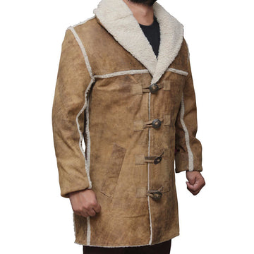 CWMALLS Men Rugged Sheepskin Robe Coat CW818458