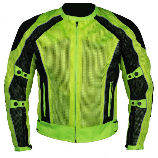 Hi Viz Green Summer Joy Motorcycle Mesh Jacket - Fashion Leather Jackets USA - 3AMOTO