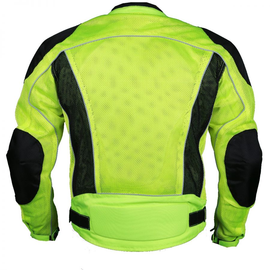 High Vis Motorbike Jacket Waterproof Hi-Vis Yellow Cordura