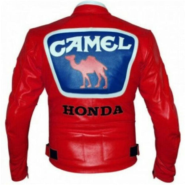 Honda Repsol Camel Motorcycle Cowhide Leather Street Racing Motorbike Jacket