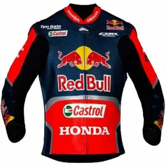 Honda Repsol Red Bull Motorcycle Cowhide Leather Street Racing Motorbike Jacket - Fashion Leather Jackets USA - 3AMOTO