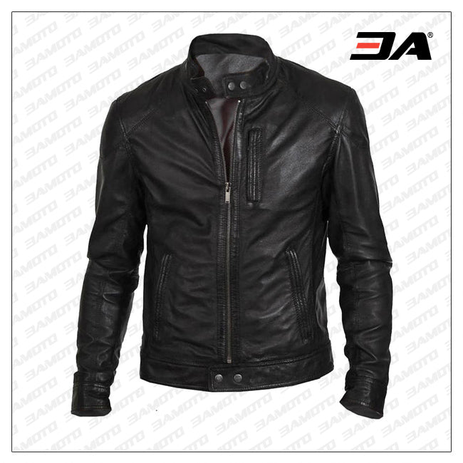 Hunt Black Biker Leather Jacket