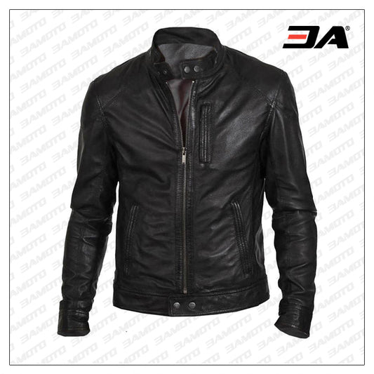 Hunt Black Biker Leather Jacket - Fashion Leather Jackets USA - 3AMOTO