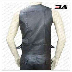 Hunter Style Mens Black Leather Vest