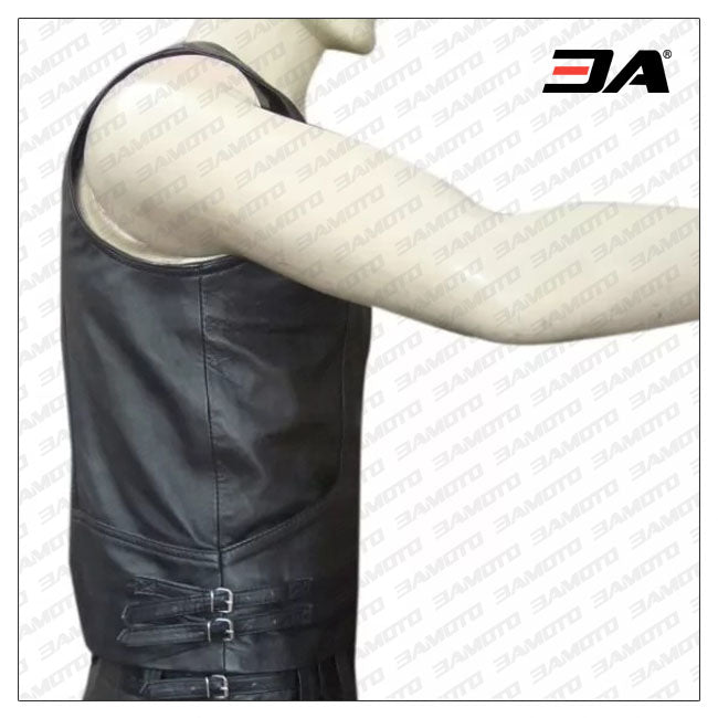 Hunter Style Mens Black Leather Vest