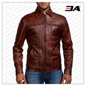 Inception Brown Racer Leather Jacket