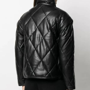 Ladies Puffer Bubble Style Real Leather Jacket