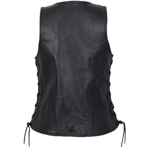 Ladies Side Lace Zip Up Hot Leathers Leather Vest