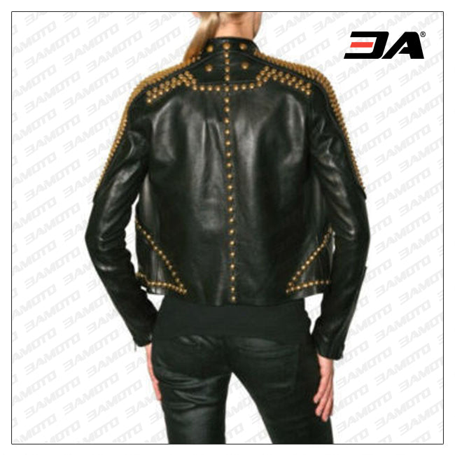 Ladies Fashion Studded Punk Rock Leather Jacket SJW103