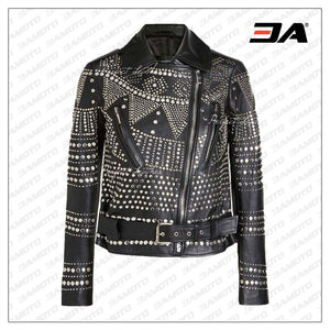 Ladies Fashion Studded Punk Rock Leather Jacket SJW108