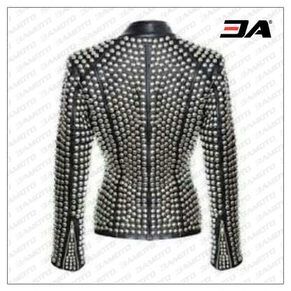 Ladies Fashion Studded Punk Rock Leather Jacket SJW112