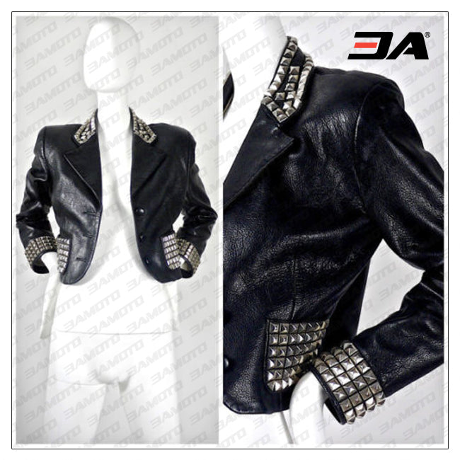 Ladies Fashion Studded Punk Rock Leather Jacket SJW159