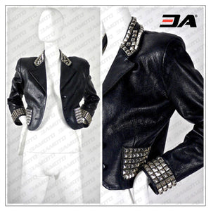 Ladies Fashion Studded Punk Rock Leather Jacket SJW159