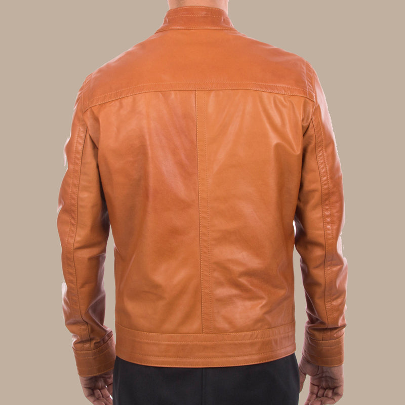 TURNBURY tan outlets Lamb Skin Leather Bomber jacket