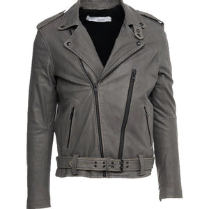 Lapel Collar Style Leather Jacket - 3amoto