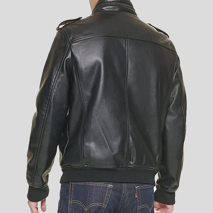 Leather Aviator Bomber Jacket