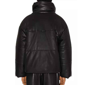 Leather Puffer Coat on Sale