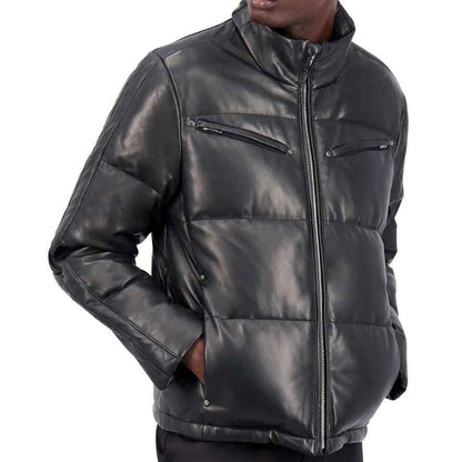 Leather Puffer Jacket