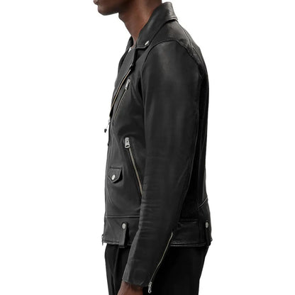 Mens Genuine Leather Moto Racer Jacket