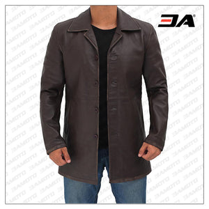 Leather Car Coat Brown
