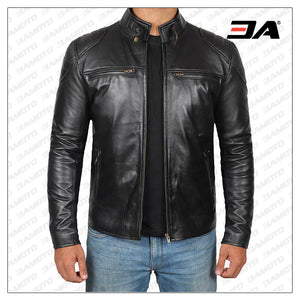 Vermont Black Real Leather Jacket