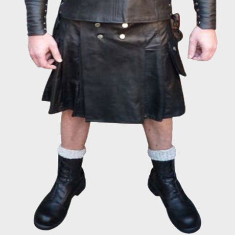 MASCULINE AND TOUGH LEATHER KILT FOR MEN - Fashion Leather Jackets USA - 3AMOTO