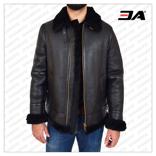 Men Black B3 Aviator Jacket - Fashion Leather Jackets USA - 3AMOTO