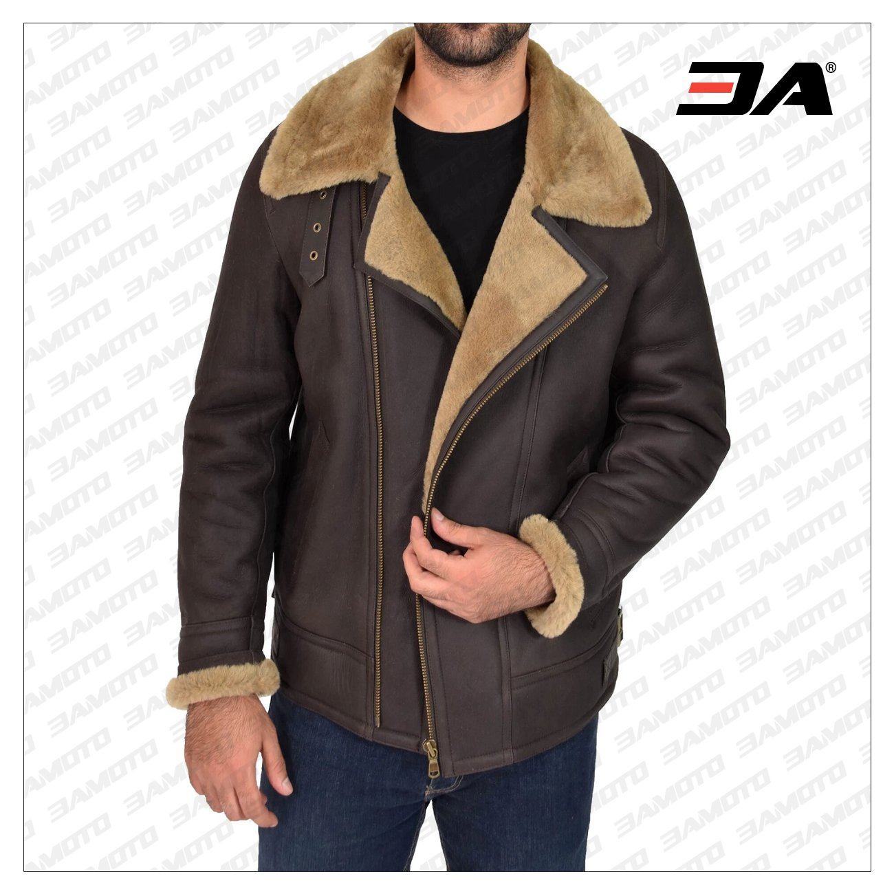 Men Brown B3 Shearling Bomber Jacket