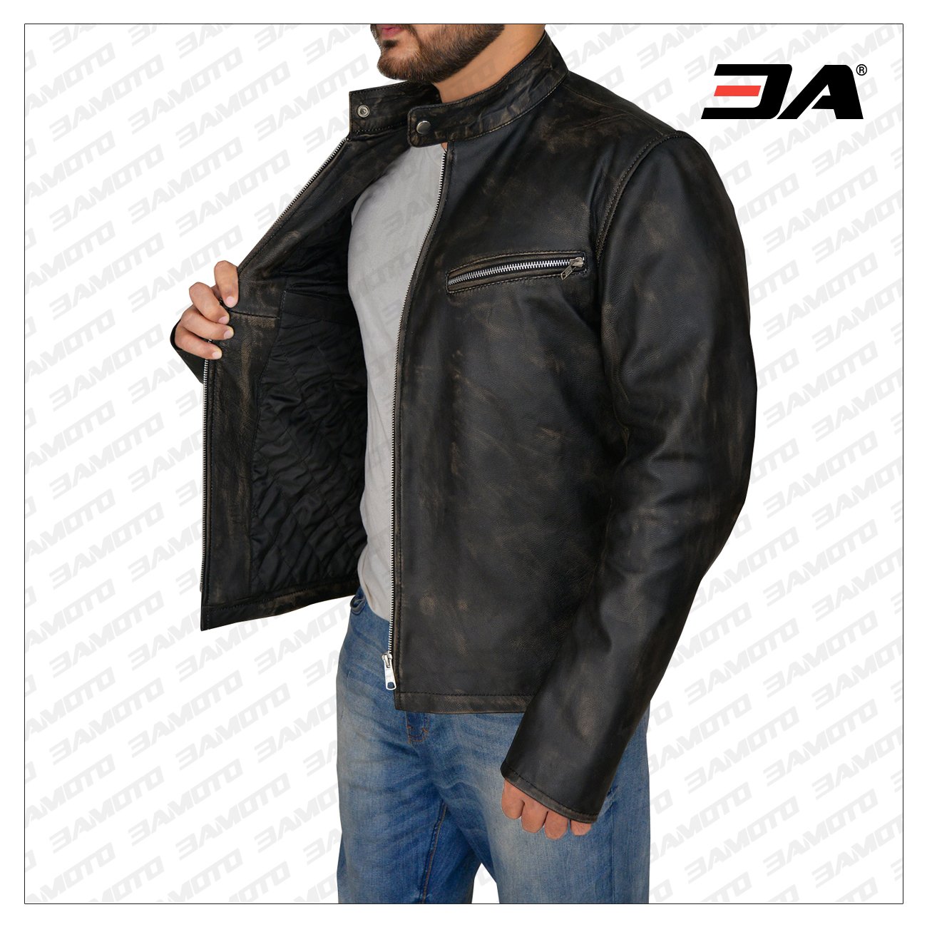 Black Cafe Racer Jacket