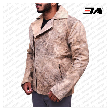 Men Distressed Leather Jacket