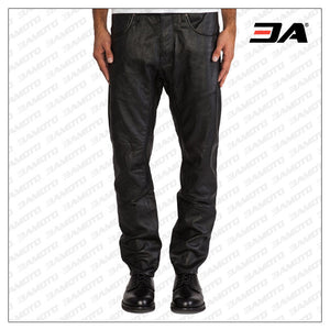 MENS FIVE POCKET LEATHER PANTS WITH RIVET ACCENT