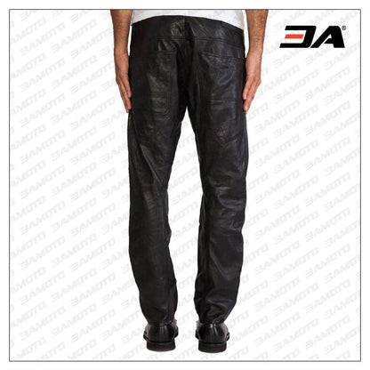 Mens Five Pocket Leather Pants