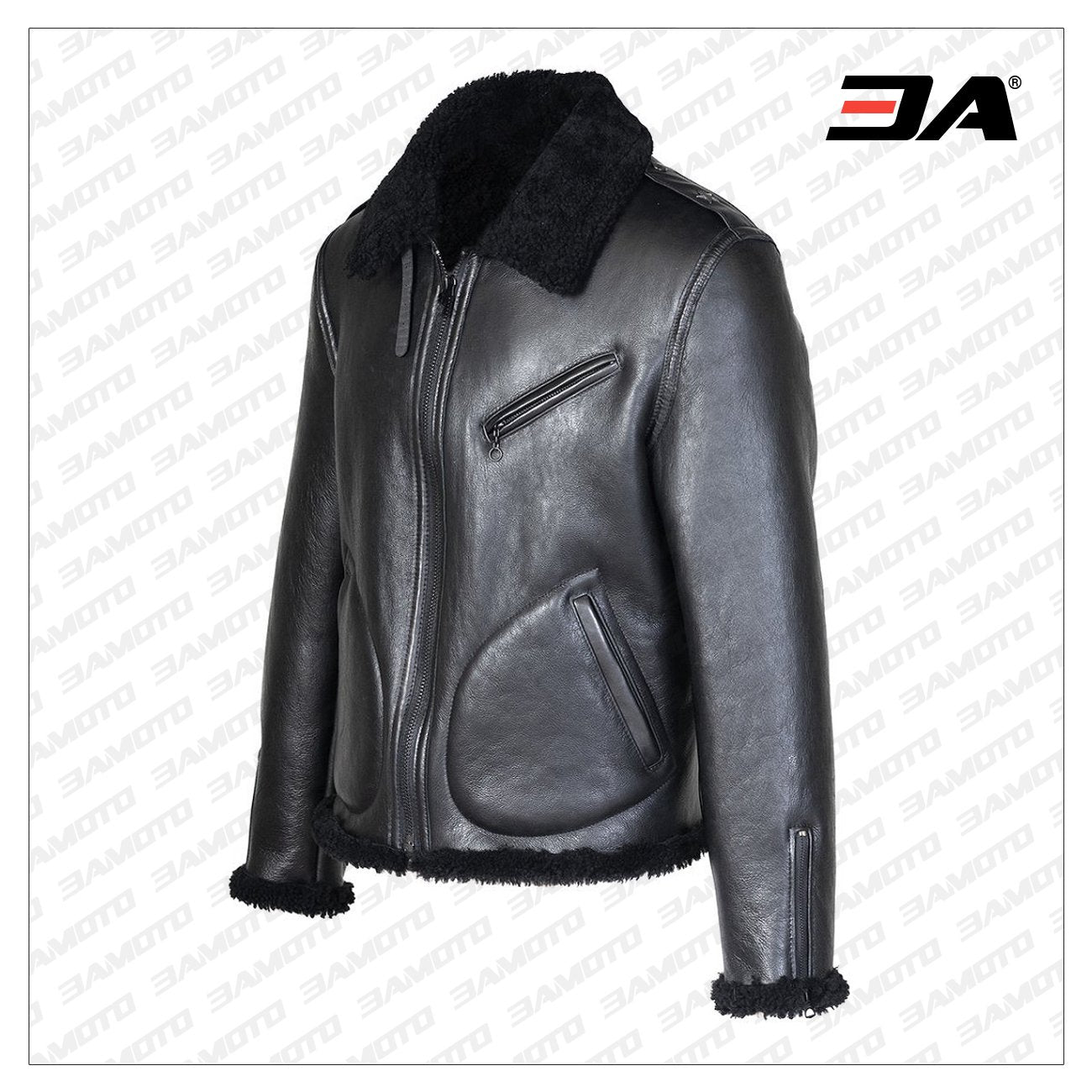 black shearling jacket mens