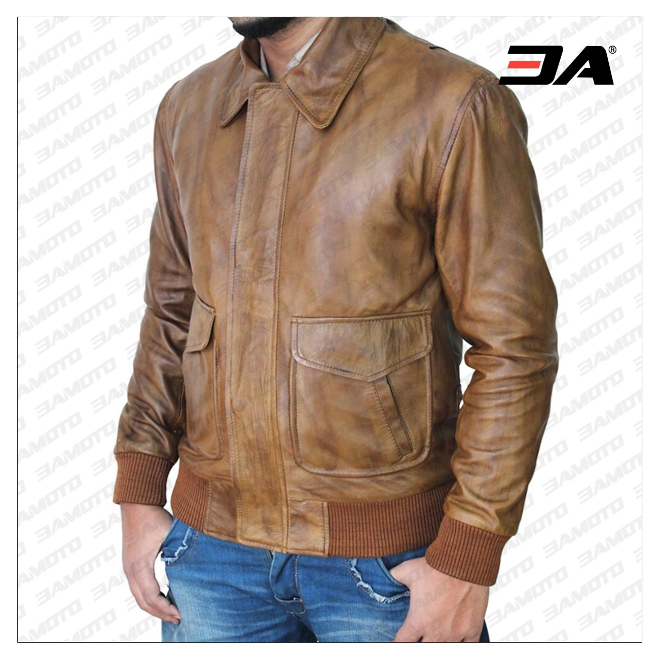 Men Tan Brown Leather Jacket