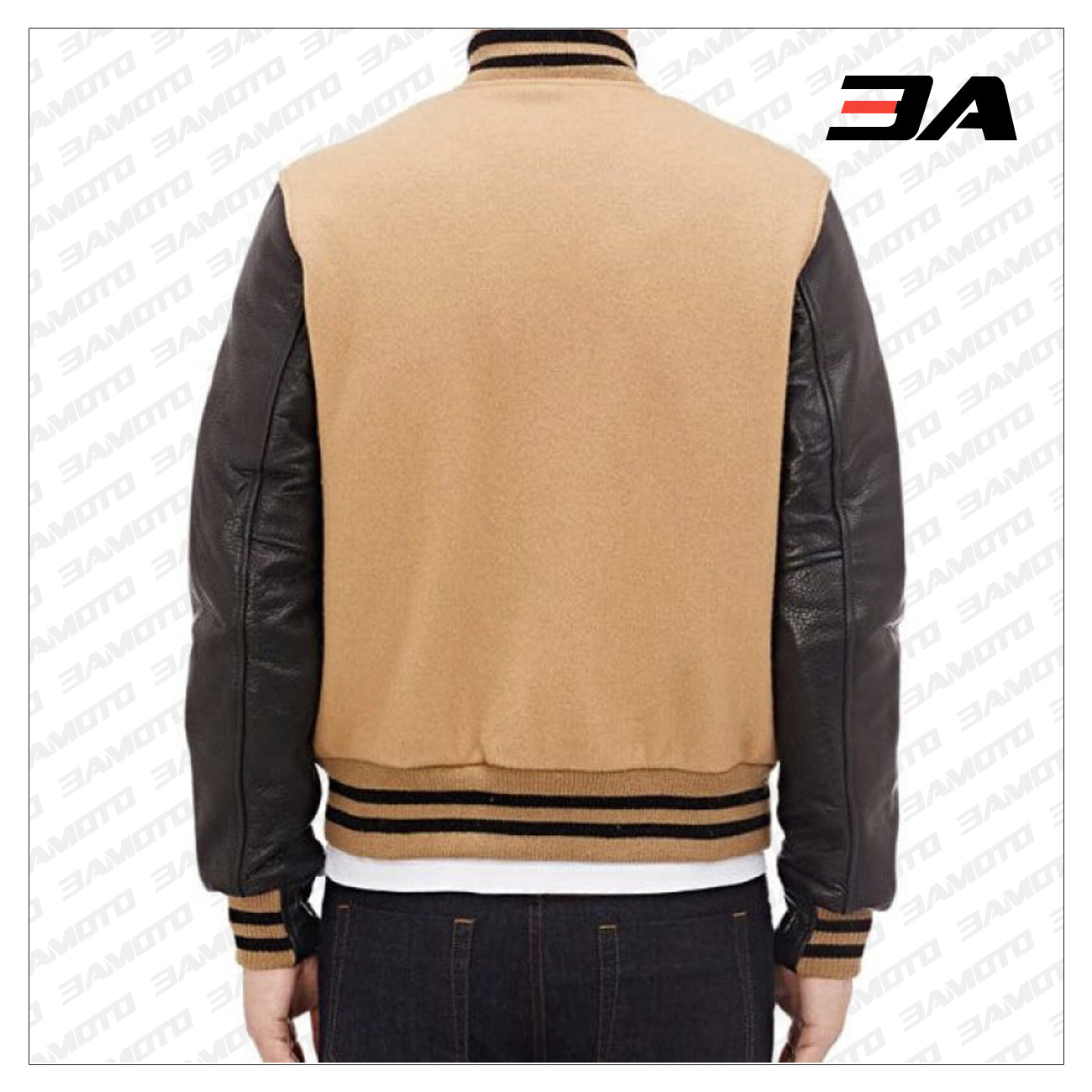 Tan and Brown Varsity Jacket Men s Stylish Jacket 3AMOTO