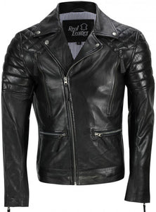 Men's Black Sheep Leather Vintage Style Biker Fashion Casual Leather Jacket