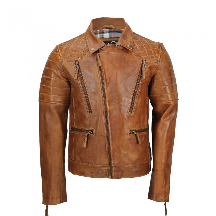 TOM JACK Classic Soft Lambskin Boda Biker Leather pure Genuine Leather  Jacket For Men And Boys (M)