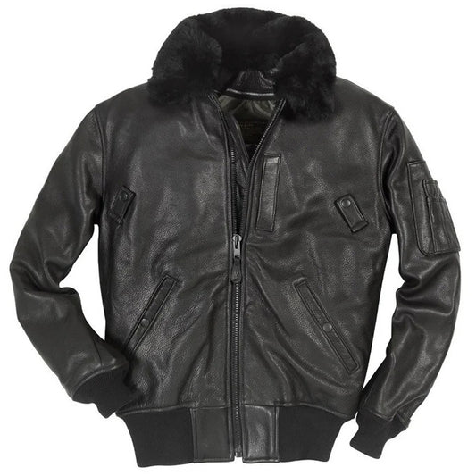 Men Air Force B-15 Leather Flight Bomber Jacket - Fashion Leather Jackets USA - 3AMOTO