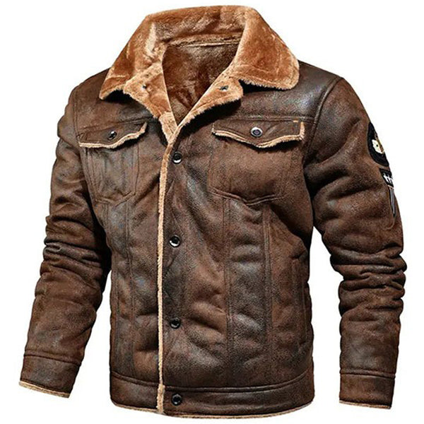 Men Aviator Bomber Leather Jacket