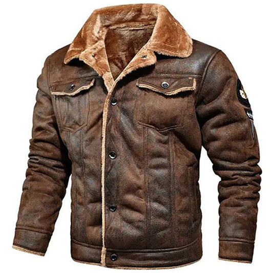 Men Aviator Bomber Leather Jacket - Fashion Leather Jackets USA - 3AMOTO