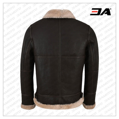 Men B3 Black Sheepskin Leather Jacket