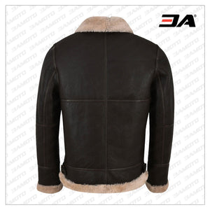 Men B3 Black Sheepskin Leather Jacket