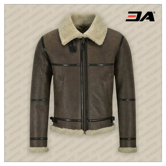 Men B3 Brown Air Force Shearling Jacket - Fashion Leather Jackets USA - 3AMOTO
