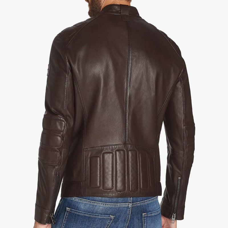 Men Biker Jacket in Brown