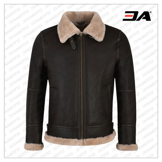 Men Black Sheepskin Jacket - Fashion Leather Jackets USA - 3AMOTO