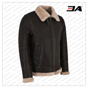Men Black Sheepskin Leather Jacket