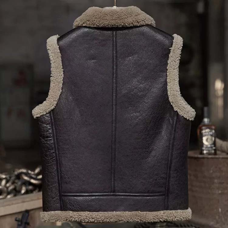 Men Brown Shearling Leather Vest