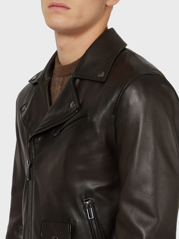 Men Dark Brown Leather Jacket