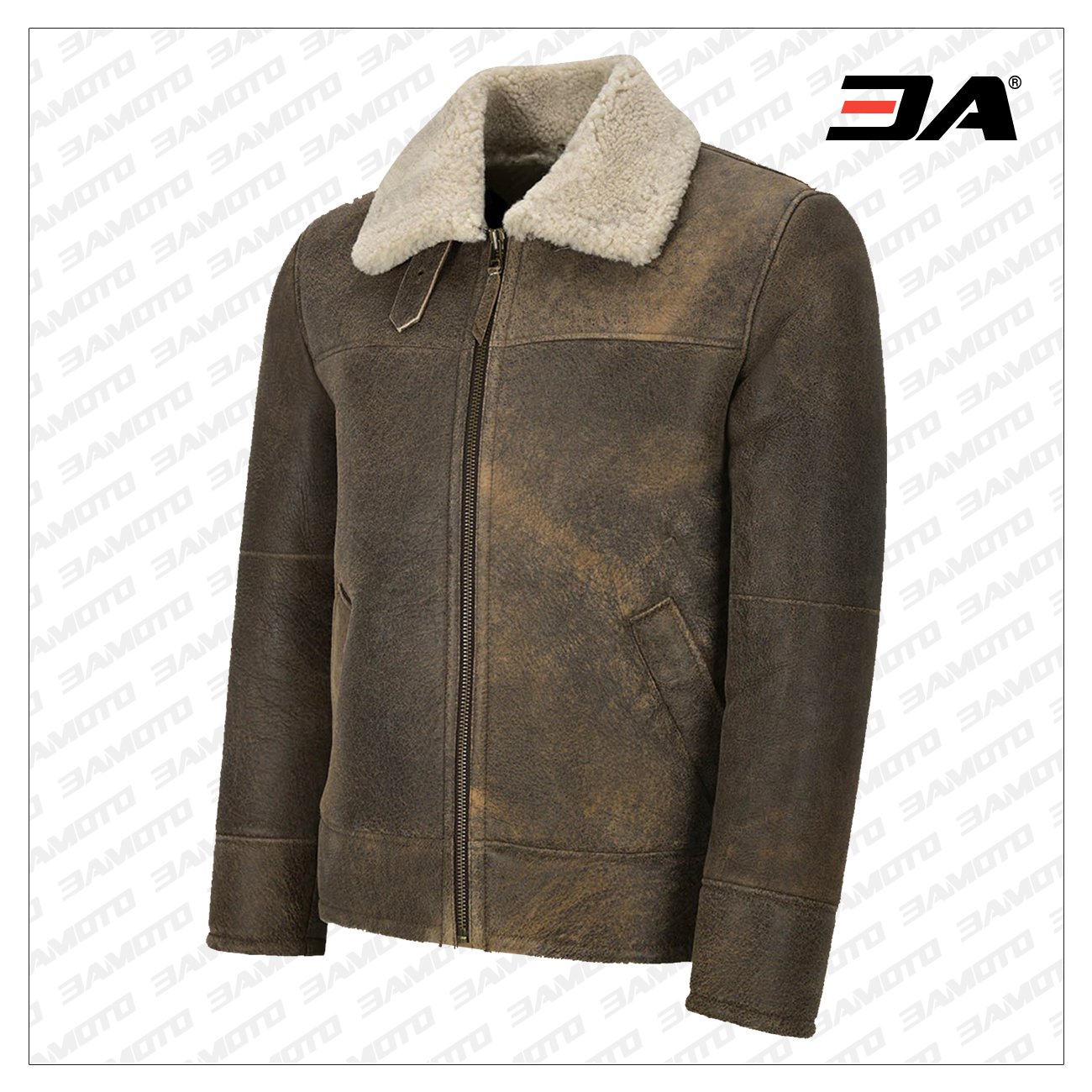 Men Old Brown Shearling Jacket